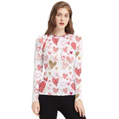 Beautiful Hearts Pattern Cute Cakes Valentine Women s Long Sleeve Rash Guard