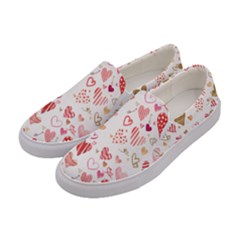 Beautiful Hearts Pattern Cute Cakes Valentine Women s Canvas Slip Ons by designsbymallika