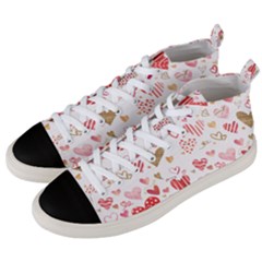 Beautiful Hearts Pattern Cute Cakes Valentine Men s Mid-top Canvas Sneakers by designsbymallika