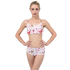 Beautiful Hearts Pattern Cute Cakes Valentine Layered Top Bikini Set by designsbymallika