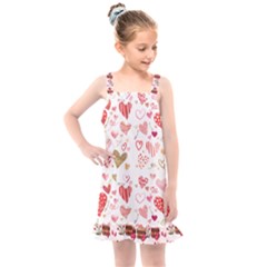 Beautiful Hearts Pattern Cute Cakes Valentine Kids  Overall Dress by designsbymallika