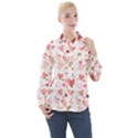 Beautiful Hearts Pattern Cute Cakes Valentine Women s Long Sleeve Pocket Shirt View1