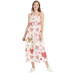 Beautiful Hearts Pattern Cute Cakes Valentine Boho Sleeveless Summer Dress