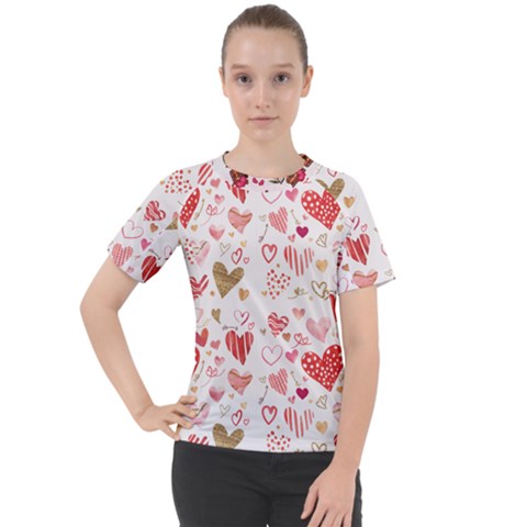 Beautiful Hearts Pattern Cute Cakes Valentine Women s Sport Raglan Tee by designsbymallika