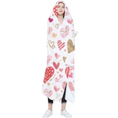 Beautiful Hearts Pattern Cute Cakes Valentine Wearable Blanket by designsbymallika