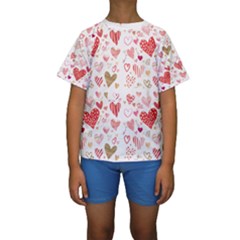 Beautiful Hearts Pattern Kids  Short Sleeve Swimwear by designsbymallika