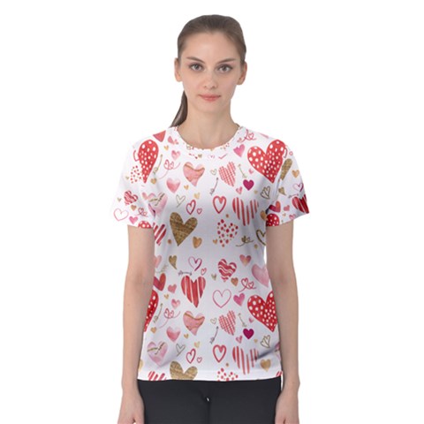 Beautiful Hearts Pattern Women s Sport Mesh Tee by designsbymallika