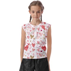 Beautiful Hearts Pattern Kids  Raglan Cap Sleeve Tee