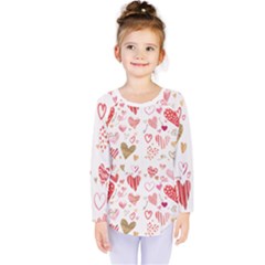 Beautiful Hearts Pattern Kids  Long Sleeve Tee