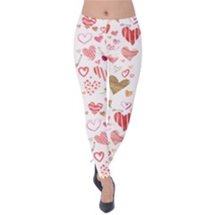 Beautiful Hearts Pattern Velvet Leggings