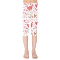 Beautiful Hearts Pattern Kids  Capri Leggings  by designsbymallika