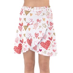 Beautiful Hearts Pattern Wrap Front Skirt