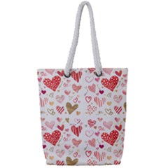 Beautiful Hearts Pattern Full Print Rope Handle Tote (small)