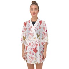 Beautiful Hearts Pattern Half Sleeve Chiffon Kimono by designsbymallika