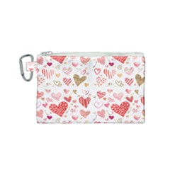 Beautiful Hearts Pattern Canvas Cosmetic Bag (small) by designsbymallika