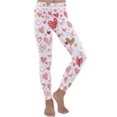 Beautiful Hearts Pattern Kids  Lightweight Velour Classic Yoga Leggings by designsbymallika