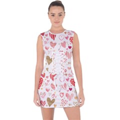 Beautiful Hearts Pattern Lace Up Front Bodycon Dress by designsbymallika