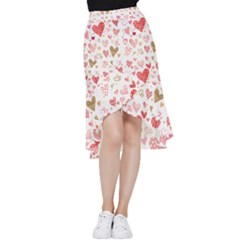 Beautiful Hearts Pattern Frill Hi Low Chiffon Skirt