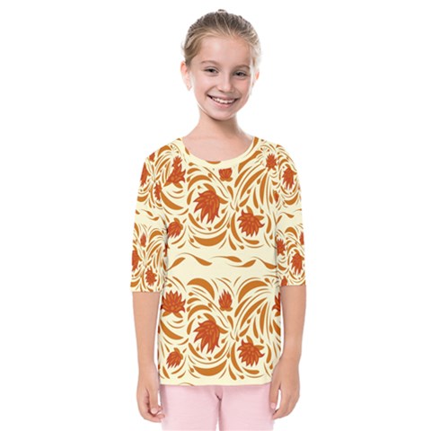 Ornamental Flowers Kids  Quarter Sleeve Raglan Tee by Eskimos