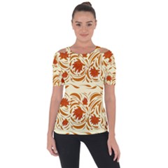 Ornamental Flowers Shoulder Cut Out Short Sleeve Top by Eskimos