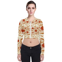 Ornamental Flowers Long Sleeve Zip Up Bomber Jacket by Eskimos