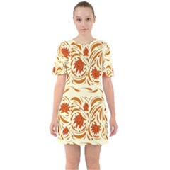 Ornamental Flowers Sixties Short Sleeve Mini Dress by Eskimos