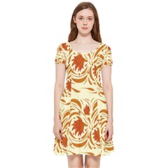 Ornamental Flowers Inside Out Cap Sleeve Dress