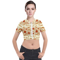 Ornamental Flowers Short Sleeve Cropped Jacket by Eskimos