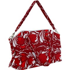 Red Ethnic Flowers Canvas Crossbody Bag by Eskimos