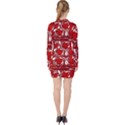 Red ethnic flowers V-neck Bodycon Long Sleeve Dress View2