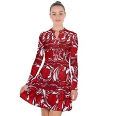 Red Ethnic Flowers Long Sleeve Panel Dress by Eskimos