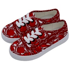 Red Ethnic Flowers Kids  Classic Low Top Sneakers by Eskimos