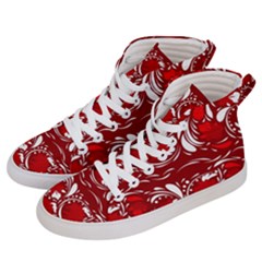 Red Ethnic Flowers Men s Hi-top Skate Sneakers by Eskimos