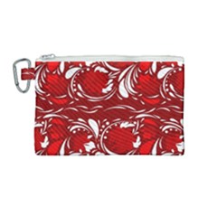 Red Ethnic Flowers Canvas Cosmetic Bag (medium) by Eskimos