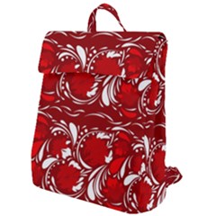 Red Ethnic Flowers Flap Top Backpack by Eskimos