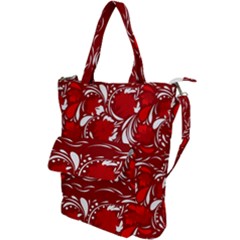 Red Ethnic Flowers Shoulder Tote Bag by Eskimos