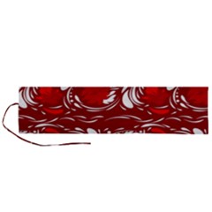 Red Ethnic Flowers Roll Up Canvas Pencil Holder (l) by Eskimos