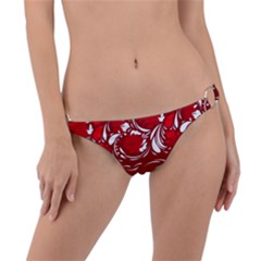 Red Ethnic Flowers Ring Detail Bikini Bottom by Eskimos