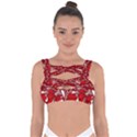 Red ethnic flowers Bandaged Up Bikini Top View1