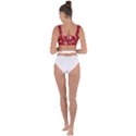 Red ethnic flowers Bandaged Up Bikini Top View2