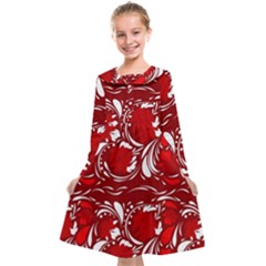 Red Ethnic Flowers Kids  Midi Sailor Dress by Eskimos