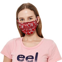 Red Ethnic Flowers Crease Cloth Face Mask (adult)