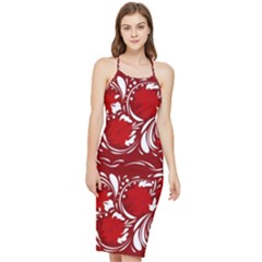 Red Ethnic Flowers Bodycon Cross Back Summer Dress