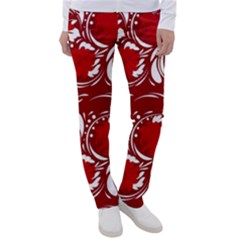 Red Ethnic Flowers Women s Casual Pants