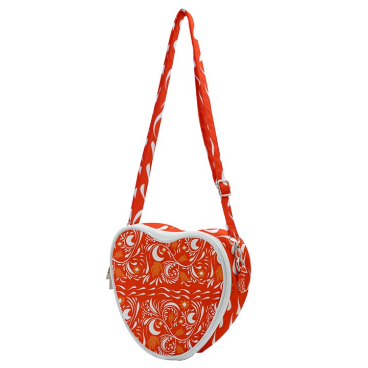 White leaves Heart Shoulder Bag