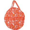 White leaves Giant Round Zipper Tote View1