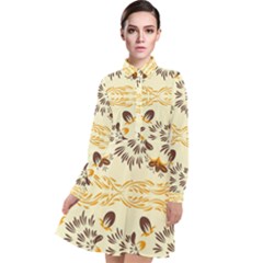 Decorative Flowers Long Sleeve Chiffon Shirt Dress by Eskimos