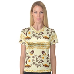 Decorative Flowers V-neck Sport Mesh Tee