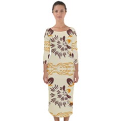 Decorative Flowers Quarter Sleeve Midi Bodycon Dress by Eskimos