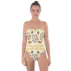 Decorative Flowers Tie Back One Piece Swimsuit by Eskimos